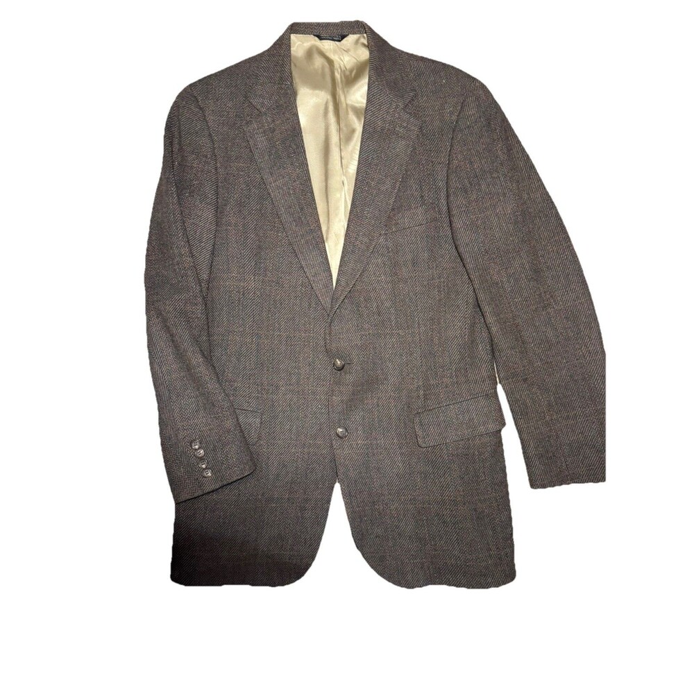 Vintage polo Ralph Lauren Blazer Jacket Men 42/44 grey red Tweed plaid 100 wool